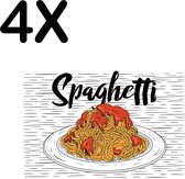 BWK Stevige Placemat - Hand Getekende Spaghetti - Set van 4 Placemats - 40x30 cm - 1 mm dik Polystyreen - Afneembaar