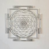 IWA Concept - Sri Yantra Metaal Wandbord - Muurdecoratie - Metaal Wanddecoratie - Wall Art - Housewarming Cadeau - Zilver 47x47