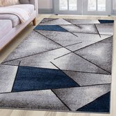 Tapijt geweven tapijt voor woonkamer, hal, slaapkamer, tapijtloper, brug, blauw, modern geometrisch design, Öko-Tex 100, afmetingen 80 x 150 cm, blauw