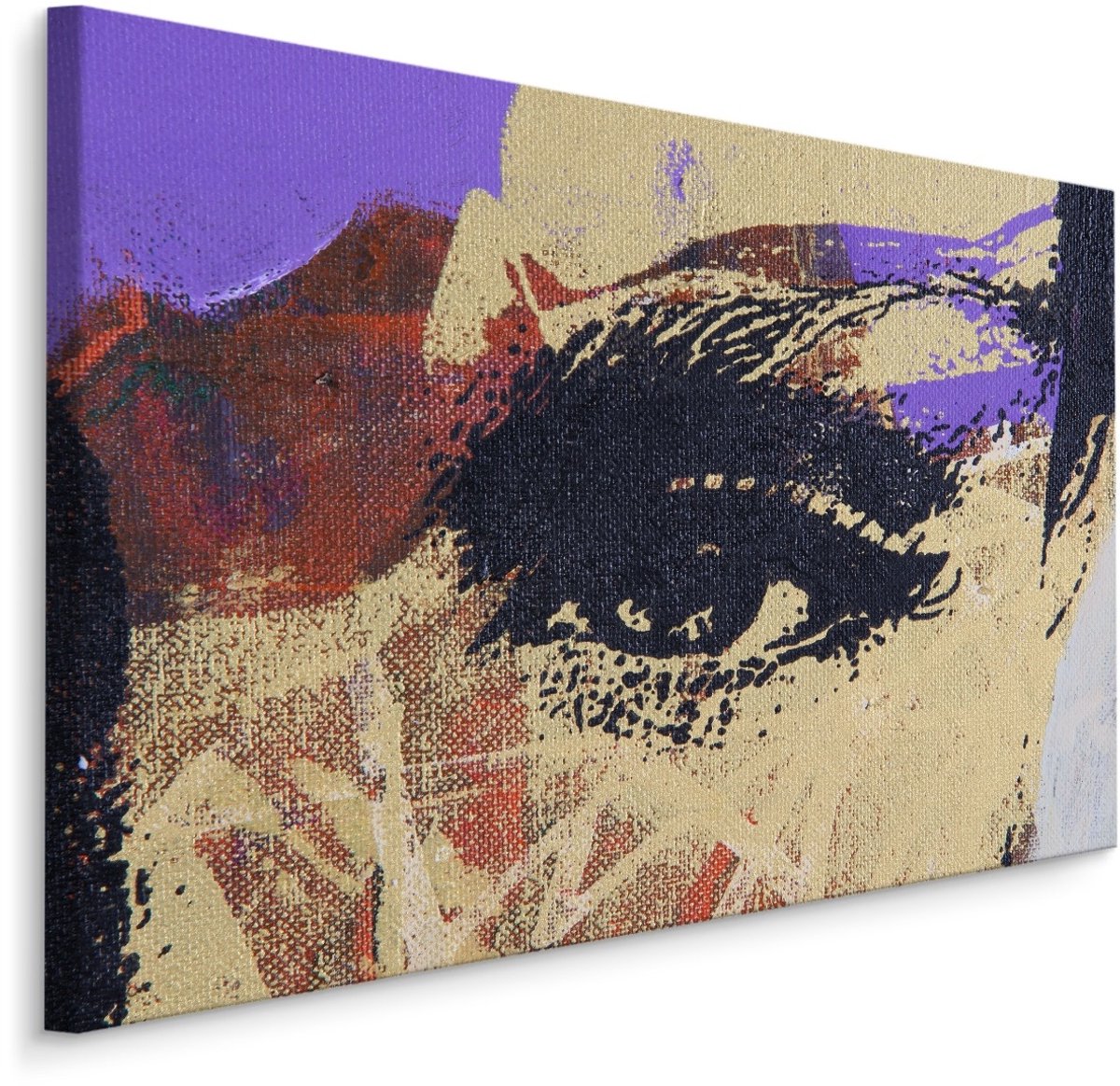 karo-art Schilderij - Abstract schilderij van het gezicht, Premium Print Multikleur