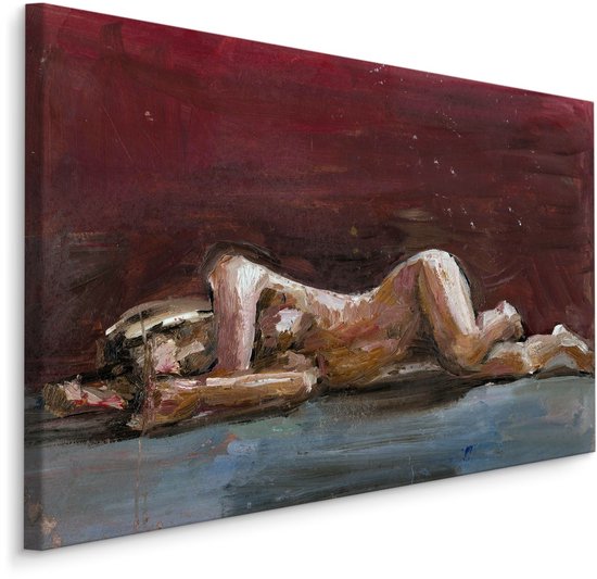 Schilderij - Geschilderde vrouw (print op canvas), premium print