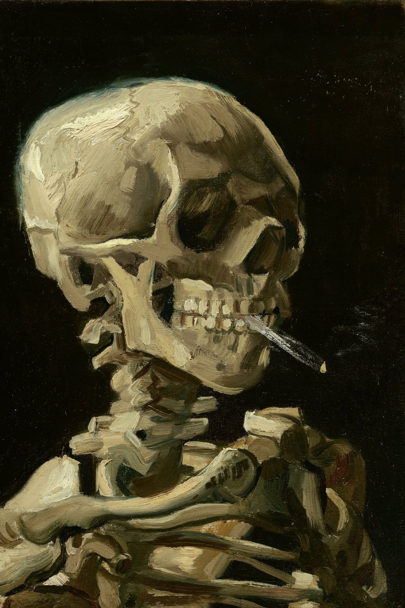 karo-art Poster - Hoofd van een skelet met een brandende sigaret, 1886 Vincent Van Gogh, Premium Print Multikleur