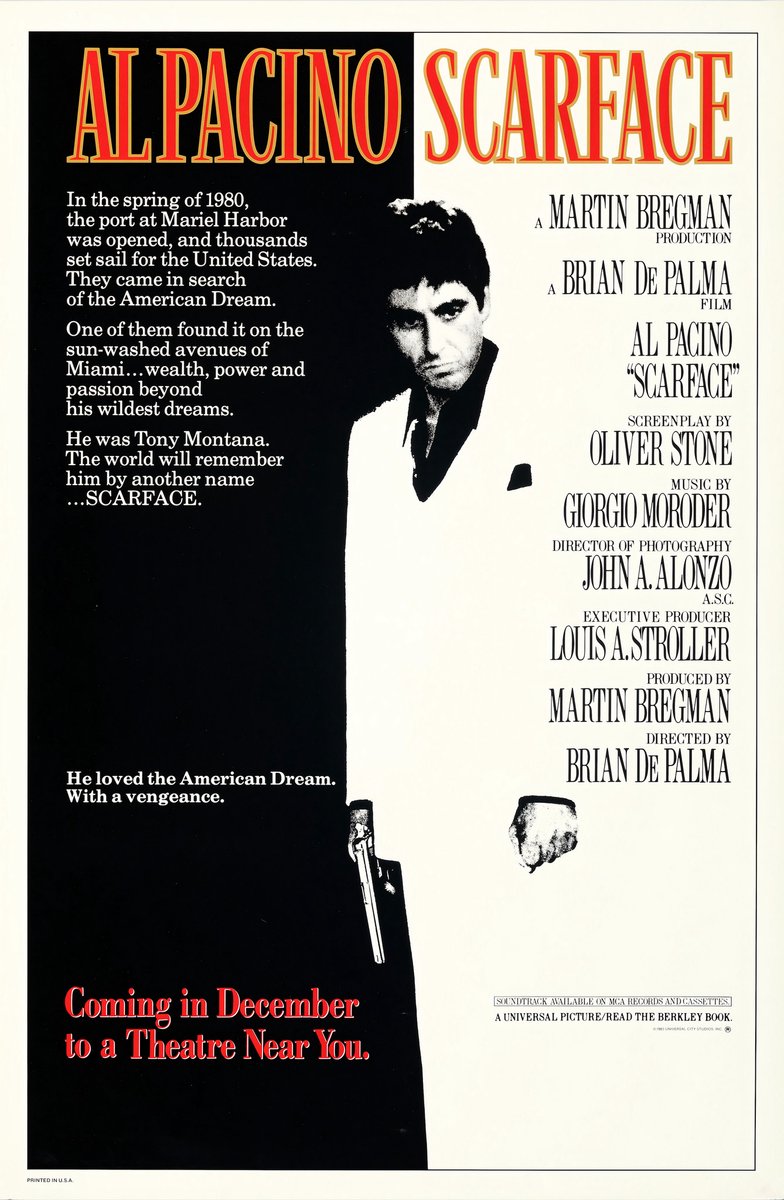 karo-art Poster - Al Pacino in Scarface, Originele Filmposter, Premium Print, Professioneel Fotopapier Multikleur
