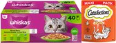 Whiskas & Catisfactions kattenvoeding - mix natte voeding en snacks met kip - 3580g