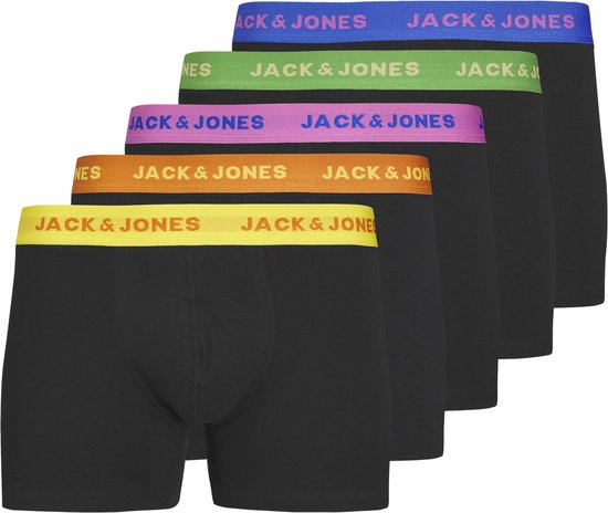 Jack & Jones Heren Boxershorts Trunks JACLEO Zwart 5-Pack - Maat XL
