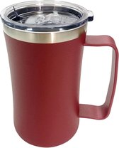Grande tasse à café, tasse thermo avec couvercle, 560 ml, tasse à café en acier inoxydable pour froid et chaud (rouge)