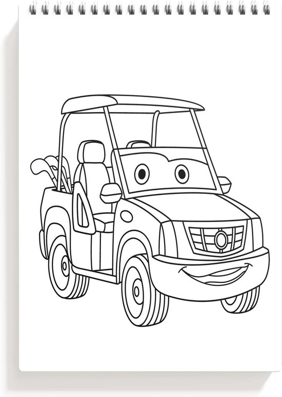 Auto's A5 kleurblok - 50 Kleurplaten - kleurblok met 50 cartoon auto's - kleurplaten voor kinderen - 14.8cm x 21cm
