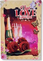 XXL Luxe 3D Valentijnskaart champagne - 18.5x26.5cm - Inclusief gekleurde envelop