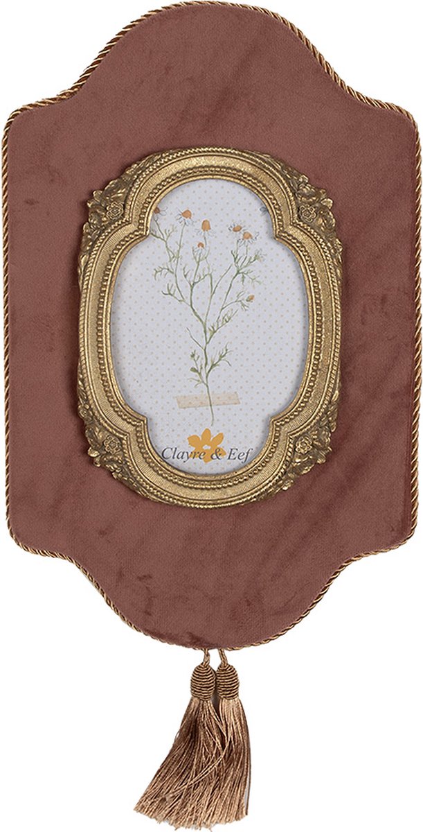 Clayre & Eef Fotolijst 10x15 cm Roze Goudkleurig Kunststof Rood