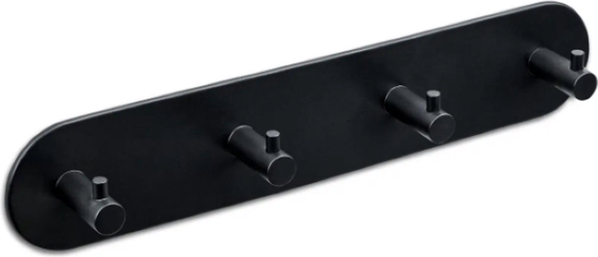 Igoods Kapstok - Deurkapstok - Wandhaak - Handdoekrek - Plakbaar - RVS - 30cm - 4-Haaks -