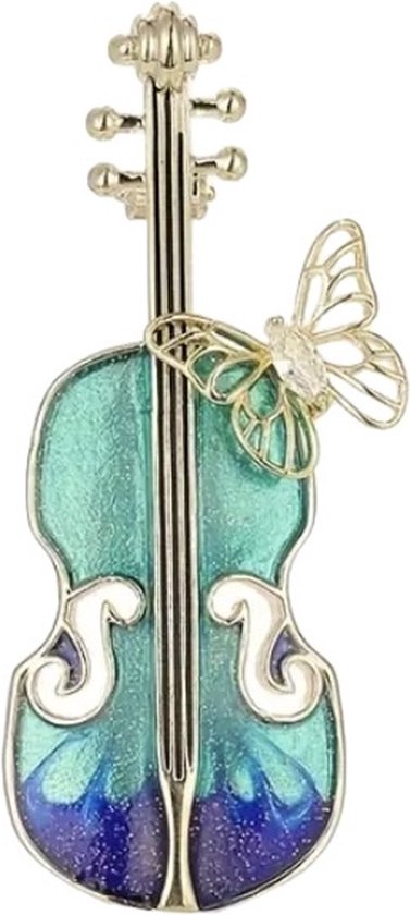 Broche violon avec papillon (4,6 x 2 cm)
