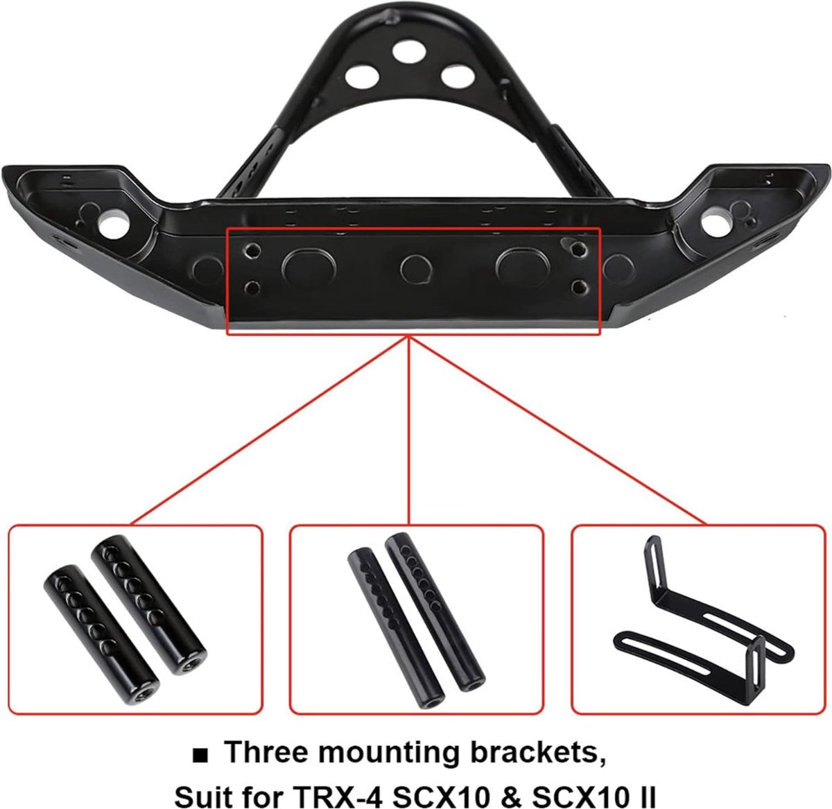 XUNJIAJIE Steel front bumper with lighting/wind mounting plate for
