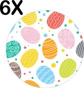 BWK Flexibele Ronde Placemat - Vrolijke Gekleurde Paas Eieren - Set van 6 Placemats - 50x50 cm - PVC Doek - Afneembaar