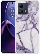 Cazy Hoesje geschikt voor Motorola Moto G84 5G Wit Paars Marmer