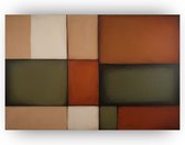 Aardetinten abstract - Minimal art schilderijen - Schilderij op canvas abstractie - Wanddecoratie industrieel - Canvas schilderij woonkamer - Kantoor decoratie - 150 x 100 cm 18mm