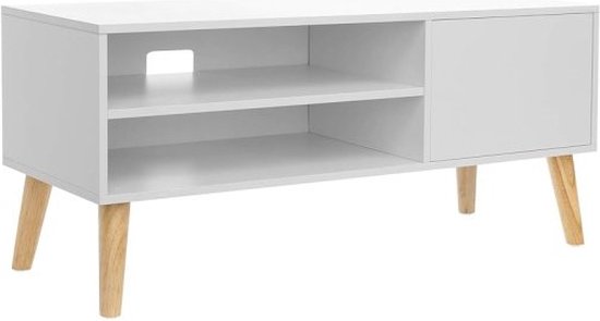 TV-kast, lowboard, televisiekast voor tv's tot 55 inch, 120 cm lang, televisietafel, voor woonkamer, industrieel design, wit