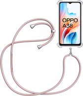 Telefoonkoord + Hoesje Geschikt voor OPPO A38 4G - Lengte Verstelbaar - Telefoonketting - Shock Proof Case - Rose