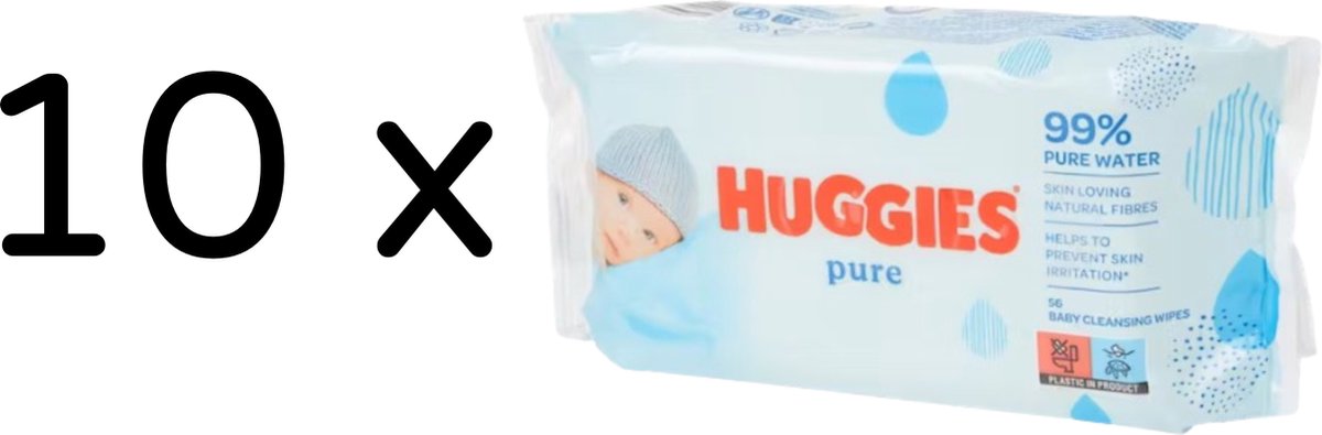 Goedkoopste Huggies Babydoekjes Pure - 10 x 56 stuks