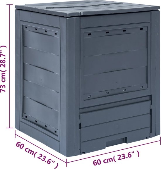 vidaXL Compostbak 260 L 60x60x73cm grijs Compostbak Inclusief ...