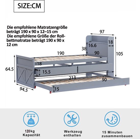 Opvouwbaar nachtkastje - Laptoptafel voor boven het bed - Bedtafel