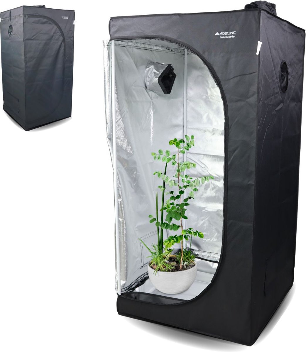 Mobiclinic Growbox - Kweektent in huis - Waterdicht - Growtent Binnen - Growbox om Planten te Kweken - planten kweken - Zwart&Groen - Planten Dark Room - Greenhouse - Waterdicht - Nylon - 80 x 80 x 160 cm - Maat S