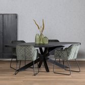 Livingfurn - Zwart Ovale Eetkamertafel -  -  Mango Hout  - 240 cm