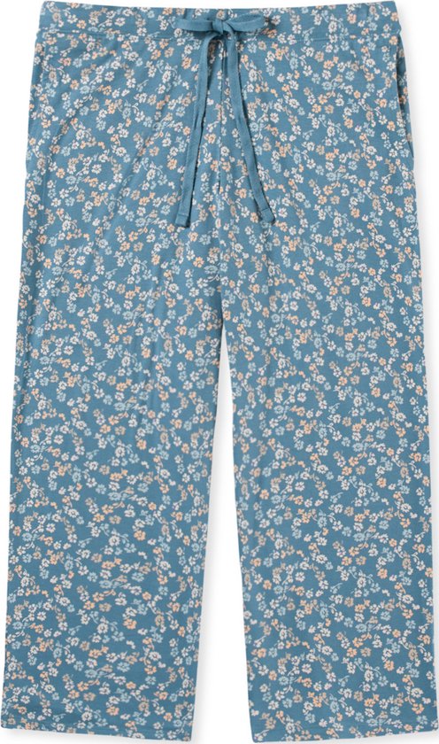 SCHIESSER Mix+ Relax pyjama femme - pantalon 3/4 femme fleuri bleu-gris - Taille : 36