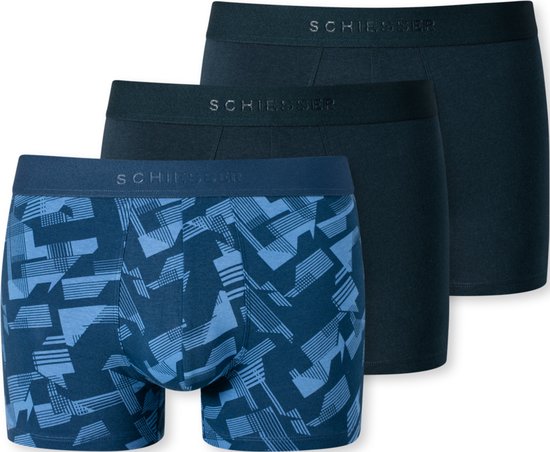 SCHIESSER 95/5 boxer (3-pack) - heren short organic cotton geweven elastische tailleband gedessineerd multicolor - Maat: 3XL