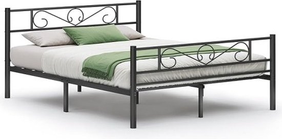 Dubbelbedje, bedframe, metalen kinderbedje, geschikt voor matras 200 x 160 cm, gastbed, gemakkelijke montage, voor kleine kamers, zwart
