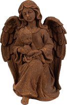 Clayre & Eef Decoratie Beeld Engel 18 cm Bruin Polyresin Religious sculpture