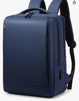 Rugzak laptop waterdichte handbagage rugzak schoolrugzak heren met USB-oplaadpoort rugzakken met 15,6 inch laptopvak voor zaken, werk, reizen, schooltas, dagrugzak, blauw (b), L