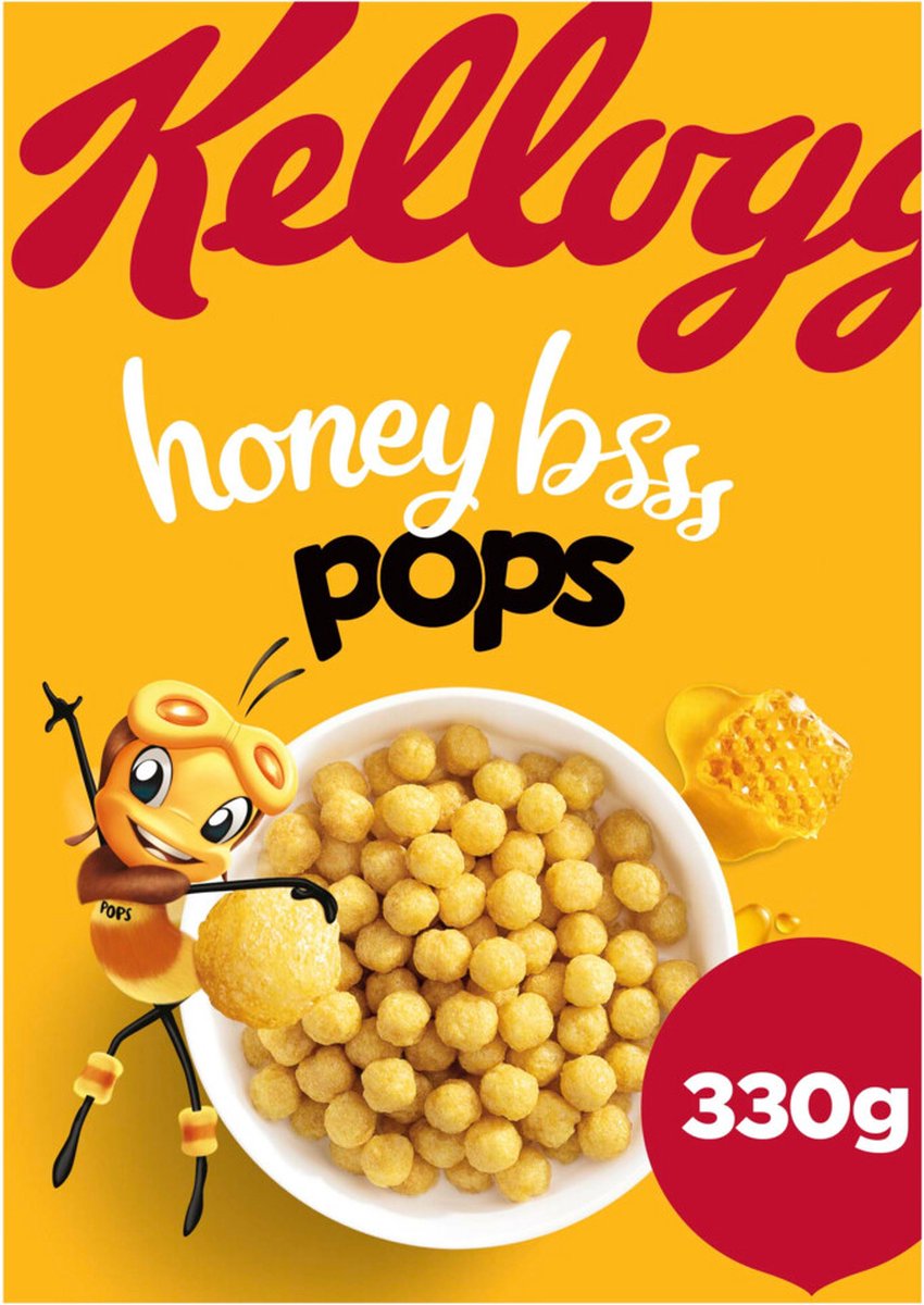 Kellogg's Honey Pops Ontbijtgranen - 4 x 330 gr - Voordeelverpakking
