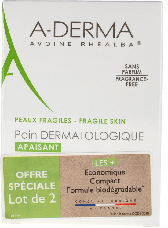 A-DERMA Dermatologische Zeepvrije Reep Set van 2 x 100 g