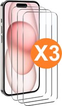 Screenprotector Geschikt voor iPhone 15 screenprotector Beschermglas iPhone 15 Pro – gehard glas tempered glass – 3 Stuks