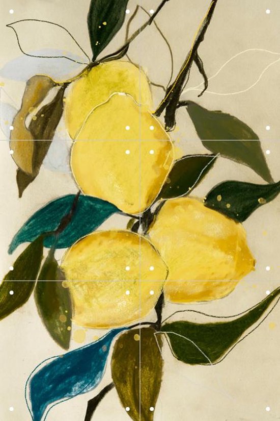 IXXI Lemon Study 1 - Wanddecoratie - Bloemen en Planten - 40 x 60 cm