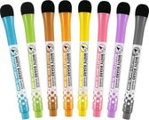 CHPN - Whiteboardstiften - Stiften voor whiteboard - White board - Markers - 8 stuks - Kleuren - Schoolbord stiften - Uitwisbaar - Met wisser - Uitwisbare stiften - Universeel - Stiften