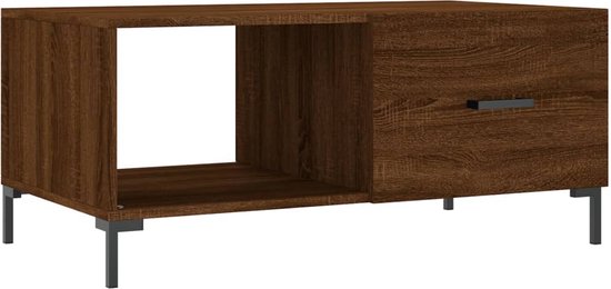 vidaXL - Salontafel - 90x50x40 - cm - bewerkt - hout - bruin - eikenkleur