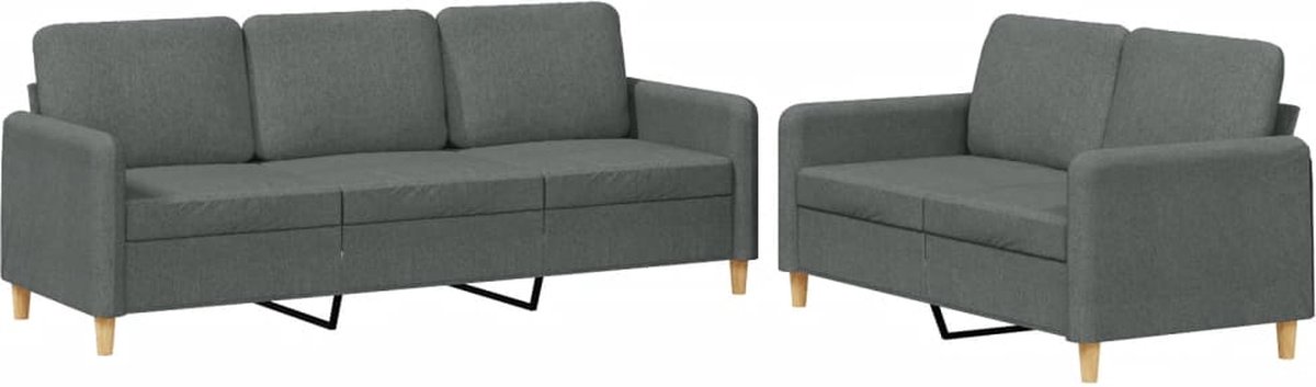 vidaXL - 2-delige - Loungeset - met - kussens - stof - donkergrijs