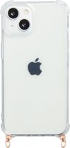 Casies Apple iPhone 15 Pro Max hoesje met gouden hangers voor koord - Smartphone case zonder cord