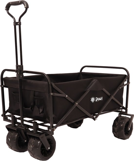 Rijoka Bolderkar Opvouwbaar – Telescopische Stang en Crosswielen – Harde Bodem – 70kg Draagkracht – 94L Inhoud – 90x54x104cm - Zwart