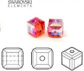 Swarovski Elements, 6 stuks kubus kralen (5601), 6mm, padparadscha AB