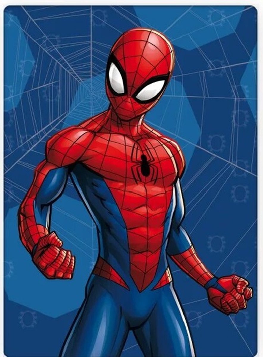 Spider-Man Spiderman Fleece spinnenweb blauw 100 x 140 cm