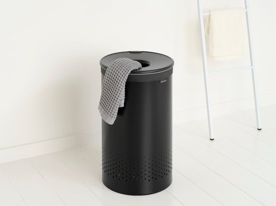Brabantia Wasmand - met Deksel - 60 l - Matt Black / Dark Grey