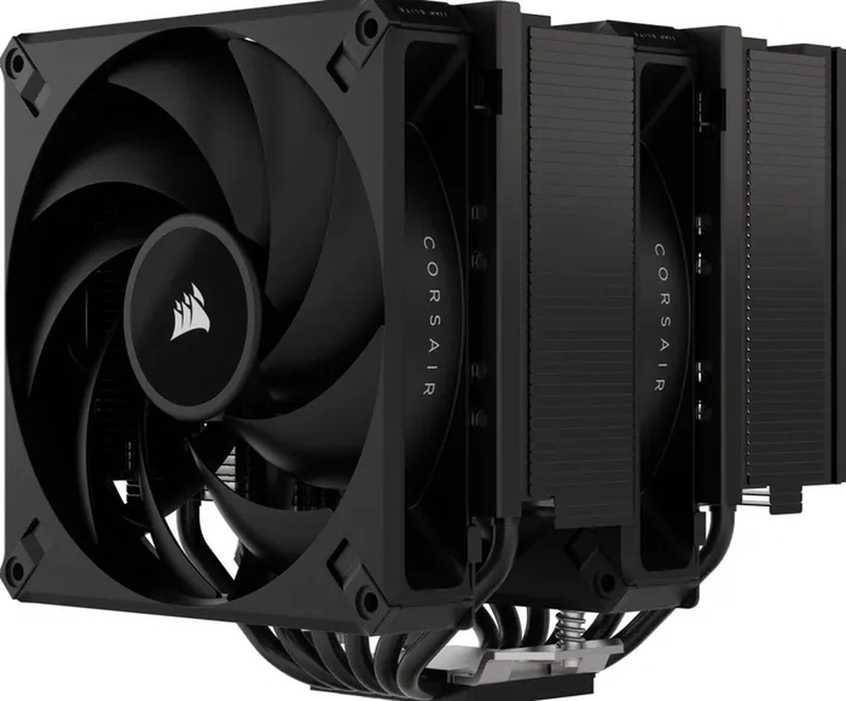 CORSAIR A115 - Koeler voor processor - 84.5 CFM - 400 - 1600 omw/min. - 5 - 33.9 dBA - 4-pins PMW - voor Intel LGA 1700, 1200, 115x - AMD AM5, AM4 - 2x CORSAIR AF140 ELITE PWM-fans - Zwart