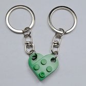 Bouwstenen sleutelhanger - Imitatie bouwsteen hart - brick keychain - Vriendschap - Geliefde - BFF - Groen - Valentijn cadeautje voor haar & hem