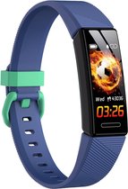 Montre intelligente Kinder - Blauw/ vert - Enfants Fit Bit - Montre - Montre - Moniteur de fréquence cardiaque - Suivi du sommeil - Montre de sport