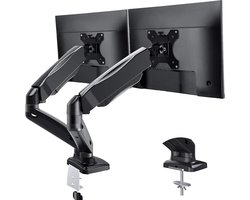 Boscer Dubbele Gasveer Monitorbeugel - 2x Monitor Arm 13-32 Inch - Full Motion Monitor Houder - Voor op Kantoor en Thuis - Zwart