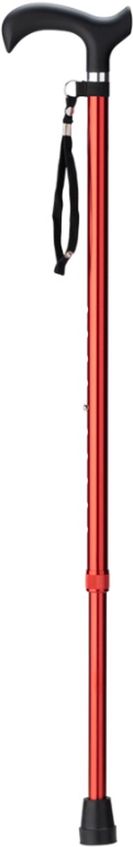 Wandelstok Rood met ergonomisch comfort handvat en polsbandje - Loopstok - Verstelbaar 76 - 98,5 cm - Lichtgewicht