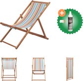 vidaXL Strandstoel inklapbaar stof en houten frame meerkleurig Tuinstoel Inclusief Reiniger
