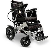 COMFYGO IQ-8000 Elektrische rolstoel, Lichtgewicht, Draadloze afstandsbediening, Handmatig opvouwbaar, Niet achterover leunen, 12AH Li-ion, tot 20km, 51cm, Zilver frame & Zwart leer textiel